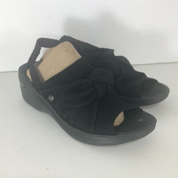 BZEES Sandal Women's Size 9 Black Slingback Open Toe Bow Detail Daisy - Picture 13 of 13